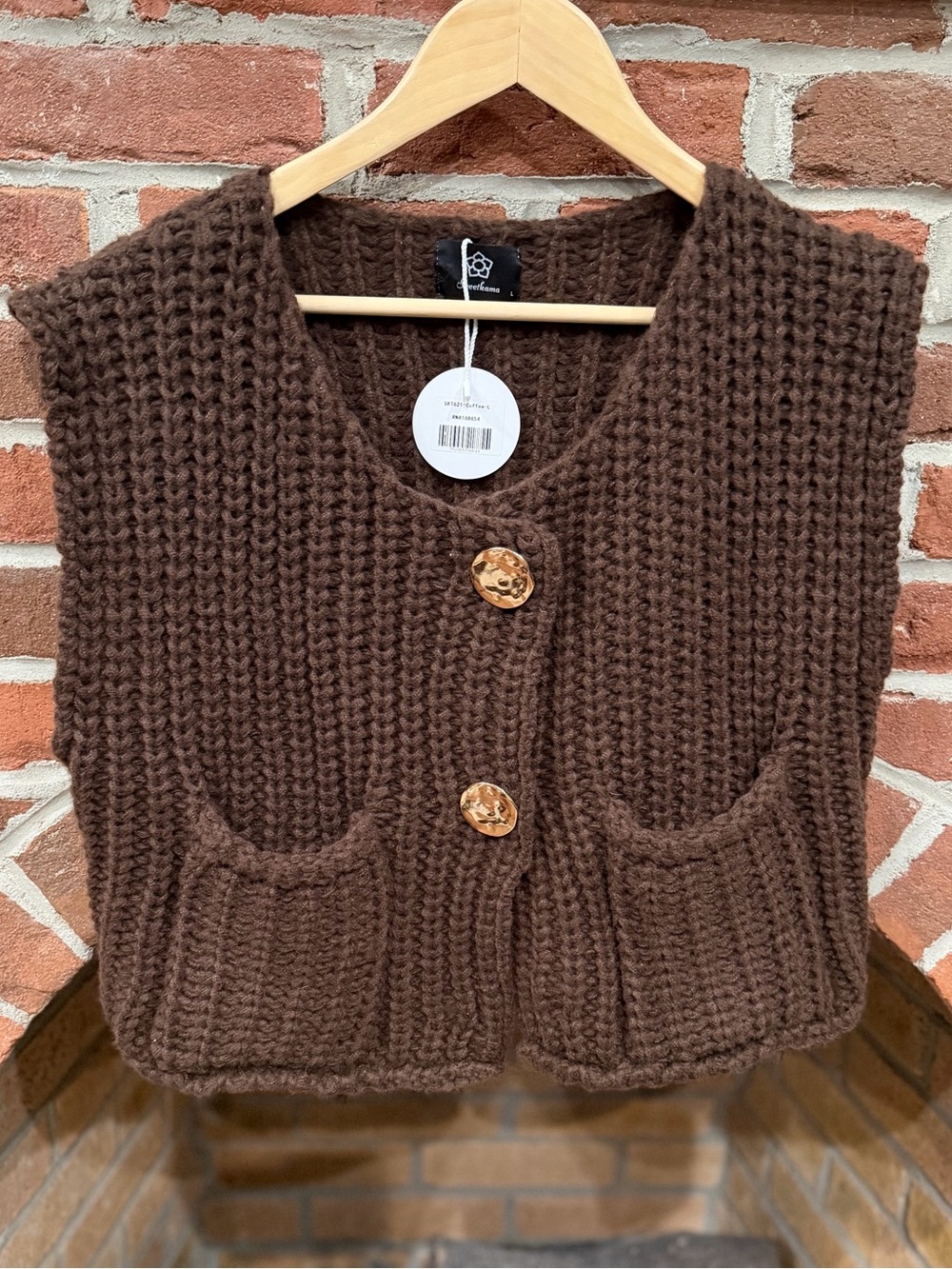 Sweetlama Chunky Knit Brown Vest